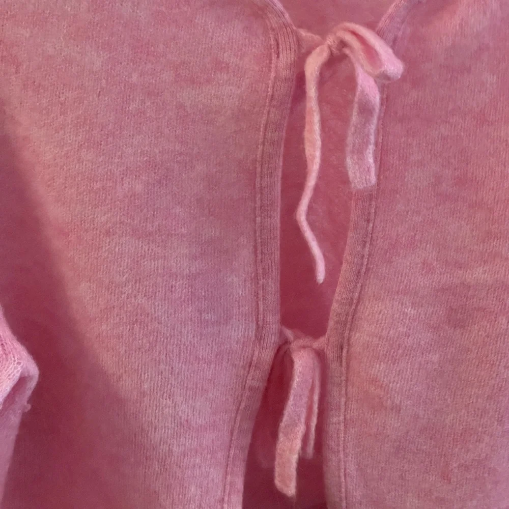 Sezane Marie tie front cardigan in candy pink - Picture 5 of 6